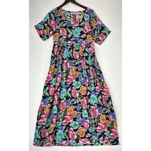 Vintage Diane Von Furstenburg Womens Long Dress Size L Floral Rayon Grannycore